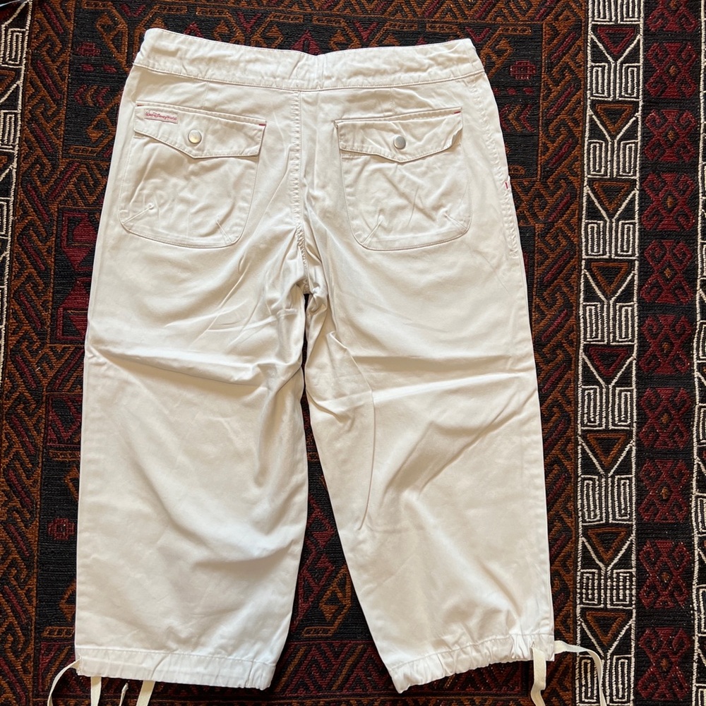WALT DISNEY WORLD khaki belted capri pants w embroidered Mickey Mouse sz SMALL - Picture 9 of 12